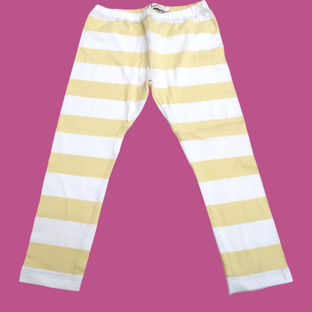 Pepco Full length Soft Cotton leggings Skinny Fit stretchy Yellow Stripes NWOT